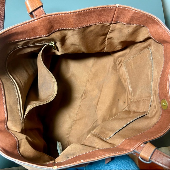 FOSSIL Rayna Brown Suede Leather Tote Bag - Picture 7 of 12
